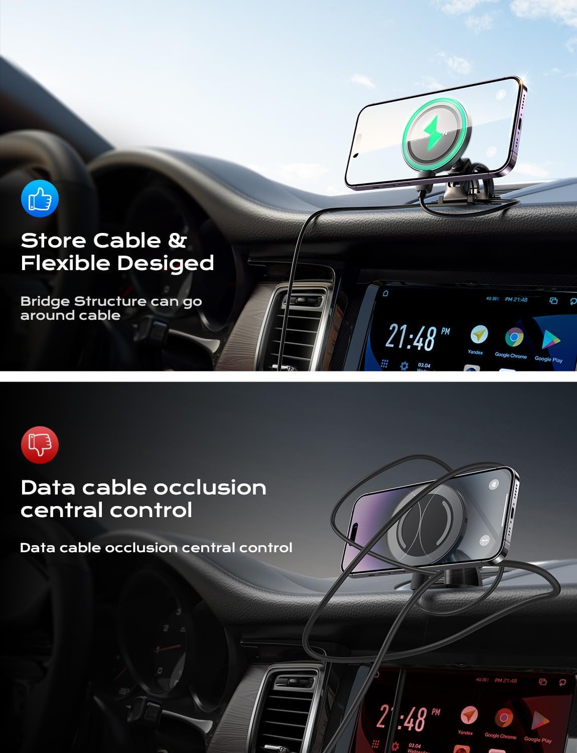 LISEN for Magsafe Car Mount Charger Wireless Charging for iPhone