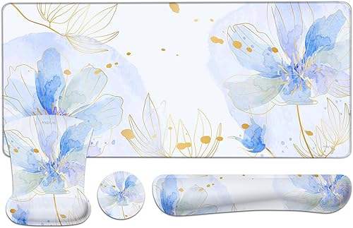 Miniatura 11 de MOSISO Juego de alfombrillas de mouse para teclado y mouse para videojuegos, reposamuñecas para teclado, alfombrilla de mouse con reposamuñecas y