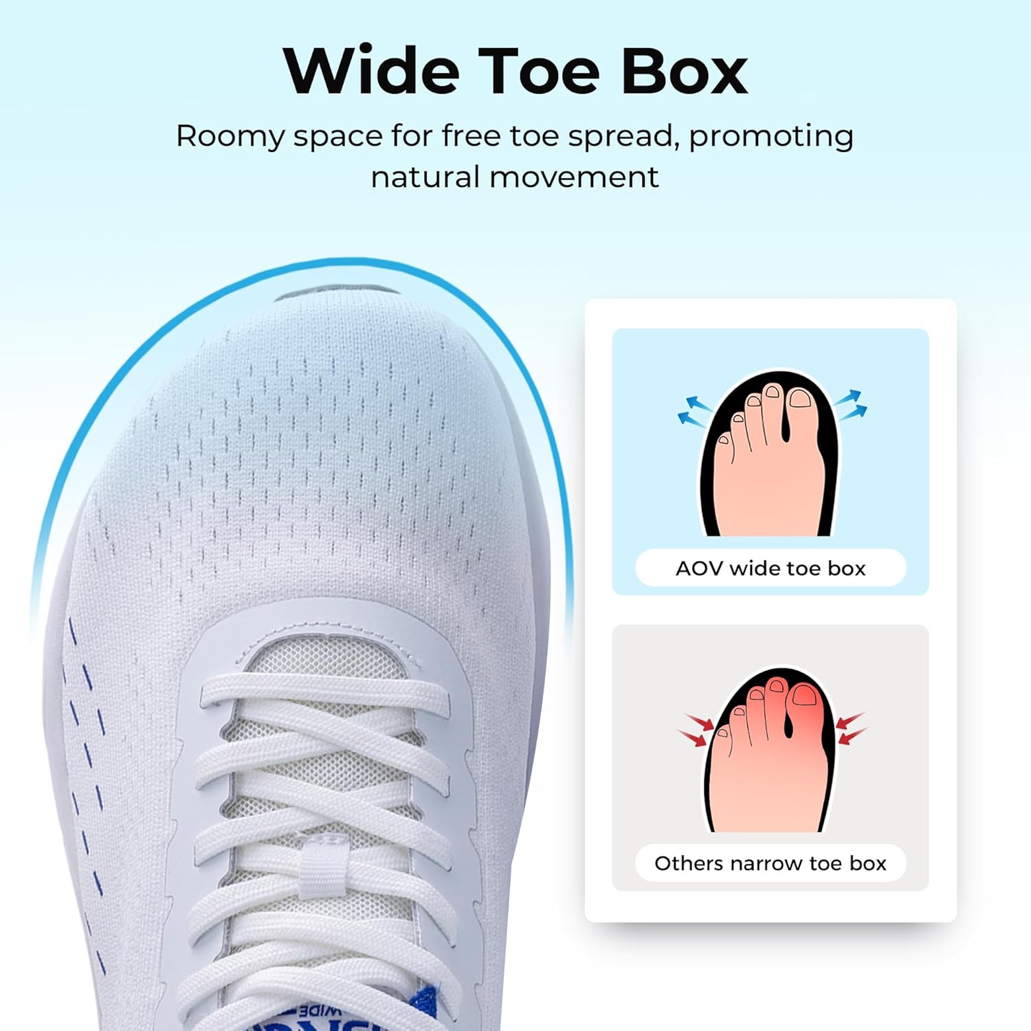 AOV Wide Toe Box Running Shoes for Men Arch Support Walking Sneakers Plantar Fasciitis Orthotic Tennis Slip On Shoes for Gym Workout Jogging - Image 2