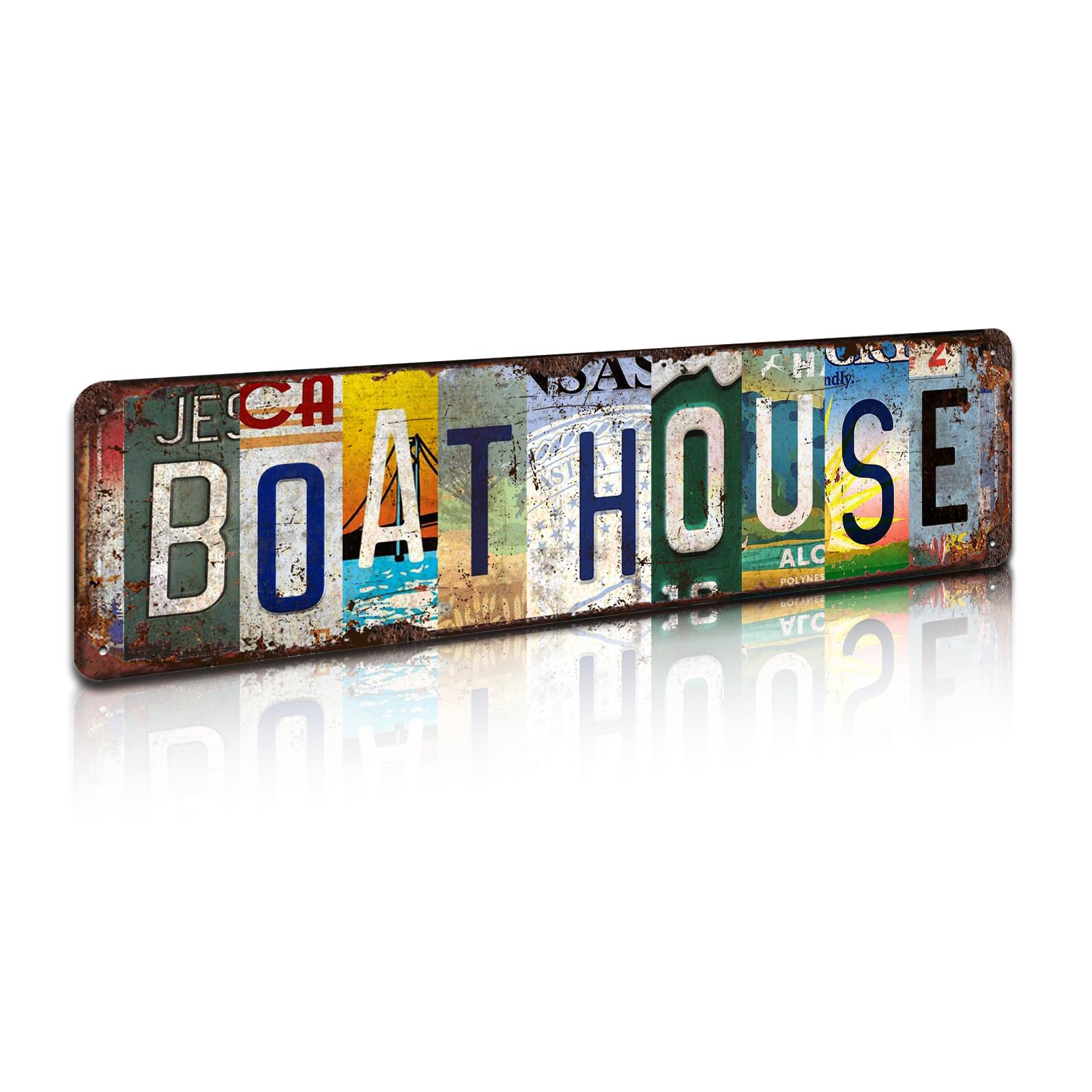 Boat House Vintage Metal Tin Sign - Rustic Nautical Wall Art for Lake Cabin, Dock, Coastal, Marina Décor - 4x16 Inch