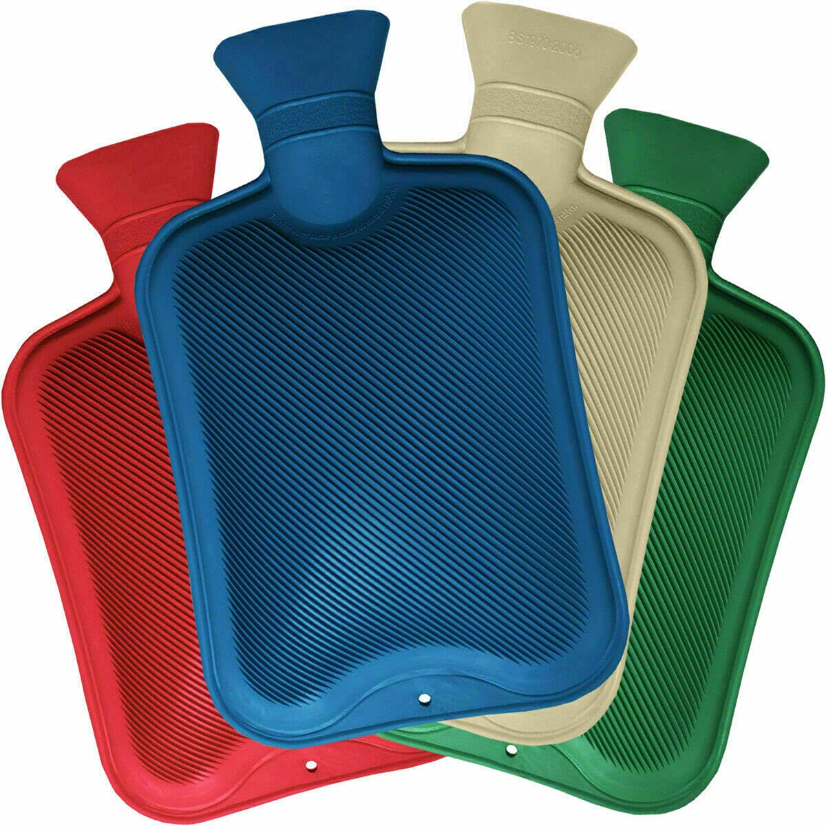 LUXE DIVA Hot Water Bottle, Ribbed Surface on Both Sides, 1.8 Litre, Color Varies - Rubber Warm for Neck, Shoulder, Back, Legs, Waist (1)