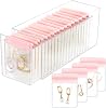 Clear Acrylic Jewelry Organizer Box with 20 Portable Pouches, Jewelry Storage Case for Women Girls, Tangle-Free, Anti-Tarnish, Compact Storage for NecklacesEarringsRings, Upgraded Pink