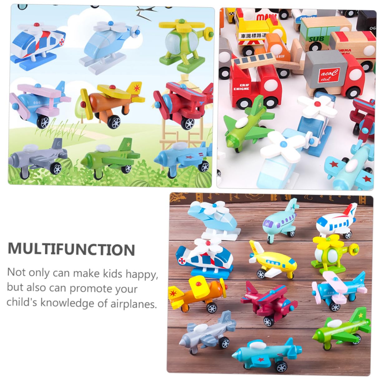 BESPORTBLE Mini Avión de Juguete de Madera para Niños, 12 Piezas