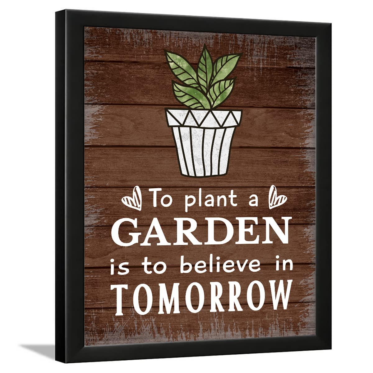 Gardening Quotes Wall Décor - Garden Quotes Wall Frames - Plants Quotes Frames - Plants Quotes Wall Décor - (13.6 X 10.6 Inches) (To plant a garden - Wood vintage)-image-8