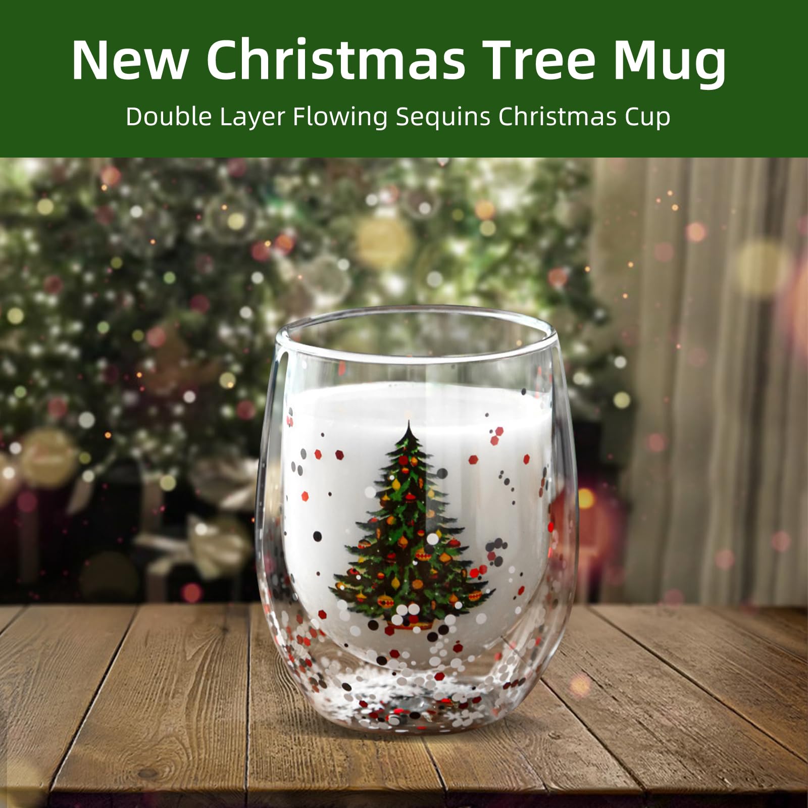 Kerstmok, koffie-/theeglazen, dubbelwandig geïsoleerd glas, schattige kopjes, 400 ml, bescherming tegen verbranding, kerstmelk, drinkbeker, anti- verbrandingsglas (A Kerstmok, koffie-/theeglazen, dubbelwandig geïsoleerd glas, schattige kopjes, 400 ml, bescherming tegen verbranding, kerstmelk, drinkbeker, anti- verbrandingsglas (A