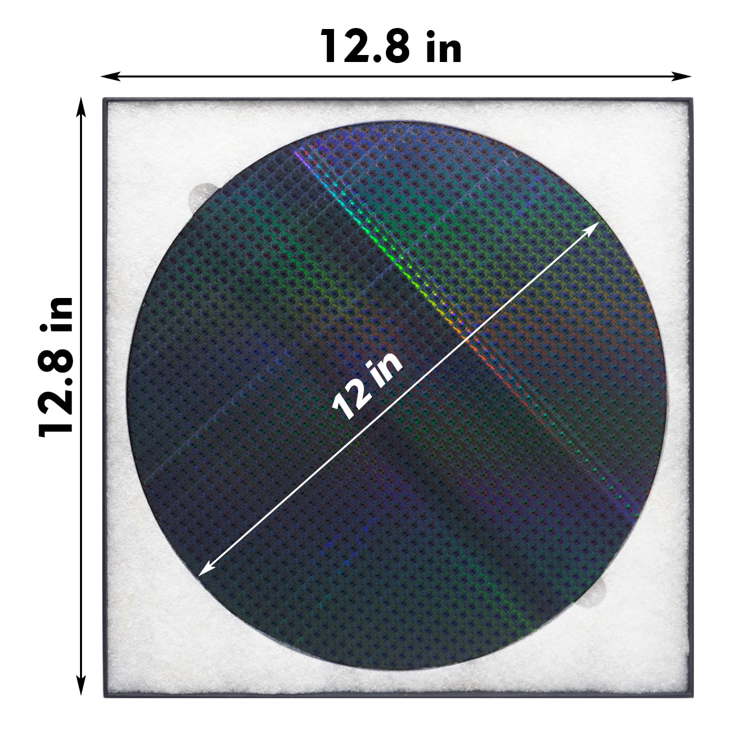12 in Wafer Silicon Integrated Circuit Real Chip Art, Double Side Polished Uncut Ic Si, Can Be Used As A Geek Toy, Gift, Viewing, Collection, Exhibition, Decoration Or Teaching