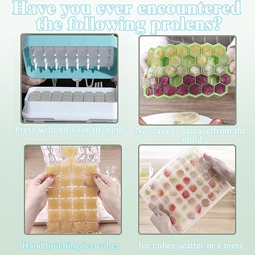 Miniatura 7 de DAYHAP Bandeja para cubitos de hielo con tapa, bandejas de hielo para congelador, molde para máquina de hielo con recipiente, 60 bandejas de hielo