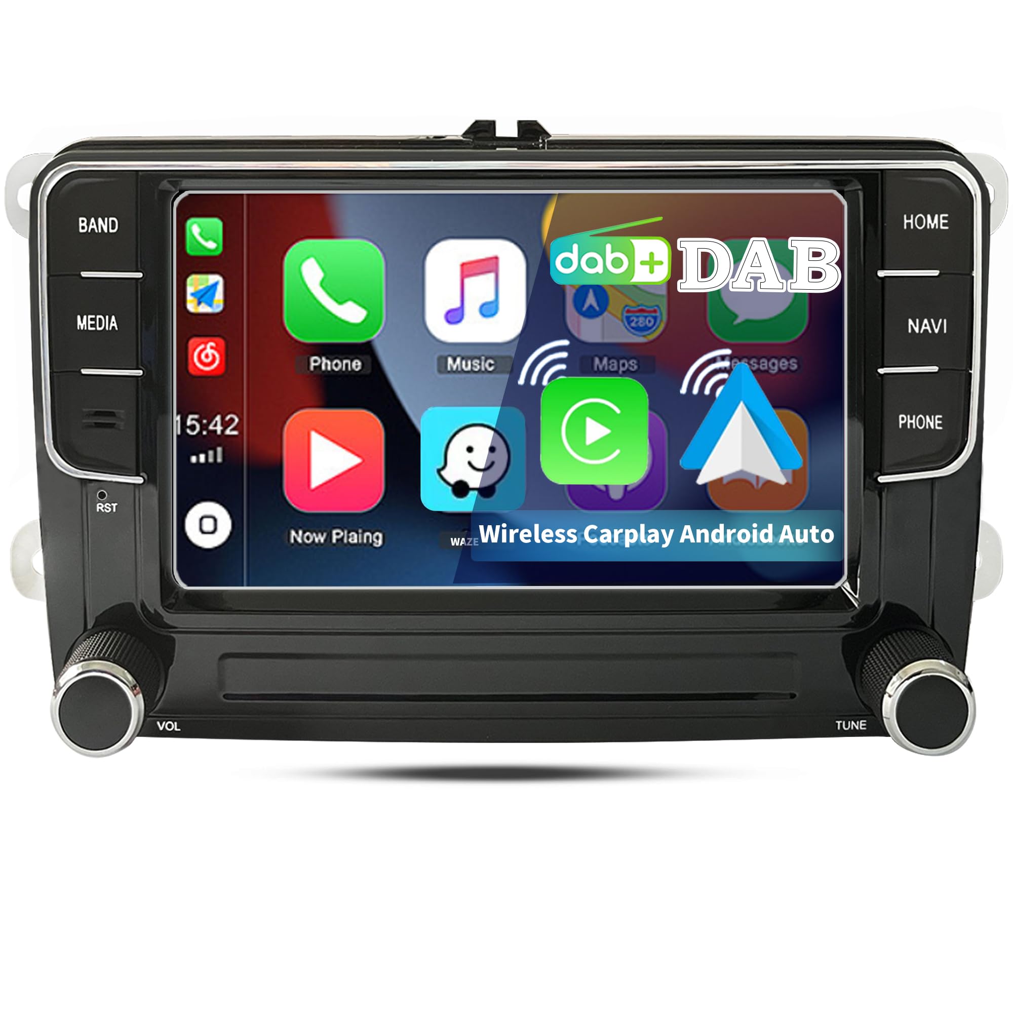 SCUMAXCON 7" Car Radio Wireless Carplay Androidauto DAB+ Android13 8-CORE 2+32G Bluetooth GPS/NAVI 5G Wifi USB RVC RCD330 RCD360 Carplay Style for Golf MK5 MK6 Passat B6 B7 Caddy Polo CC Altas Tiguan
