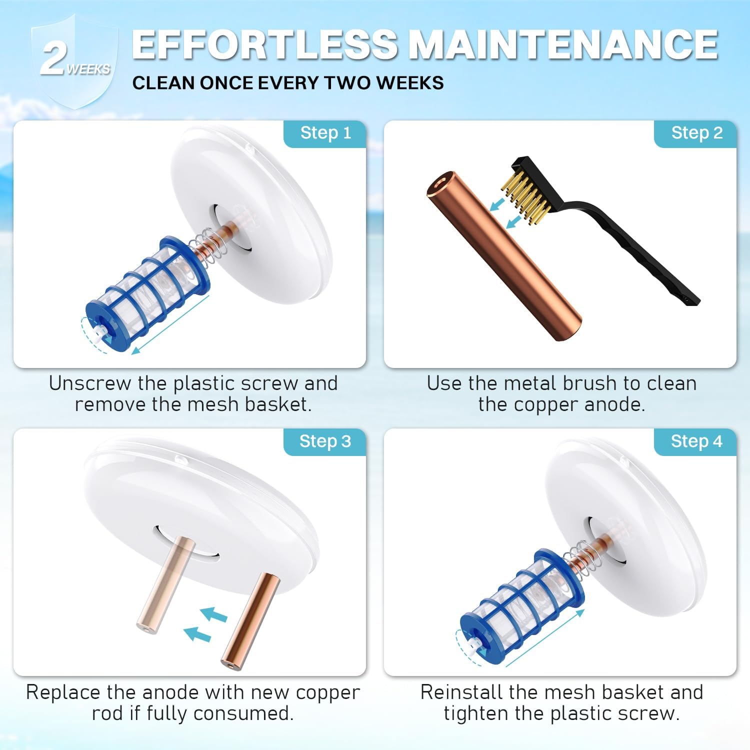 Solar Pool Cleaner | Floating Water Cleaner and Purifier | 2 Copper Replacement | Solar Powered Up to 35,000 Gal | Compatible with Fresh and Salt Water Pools & Spas | Reduces 85% Chlorine Use