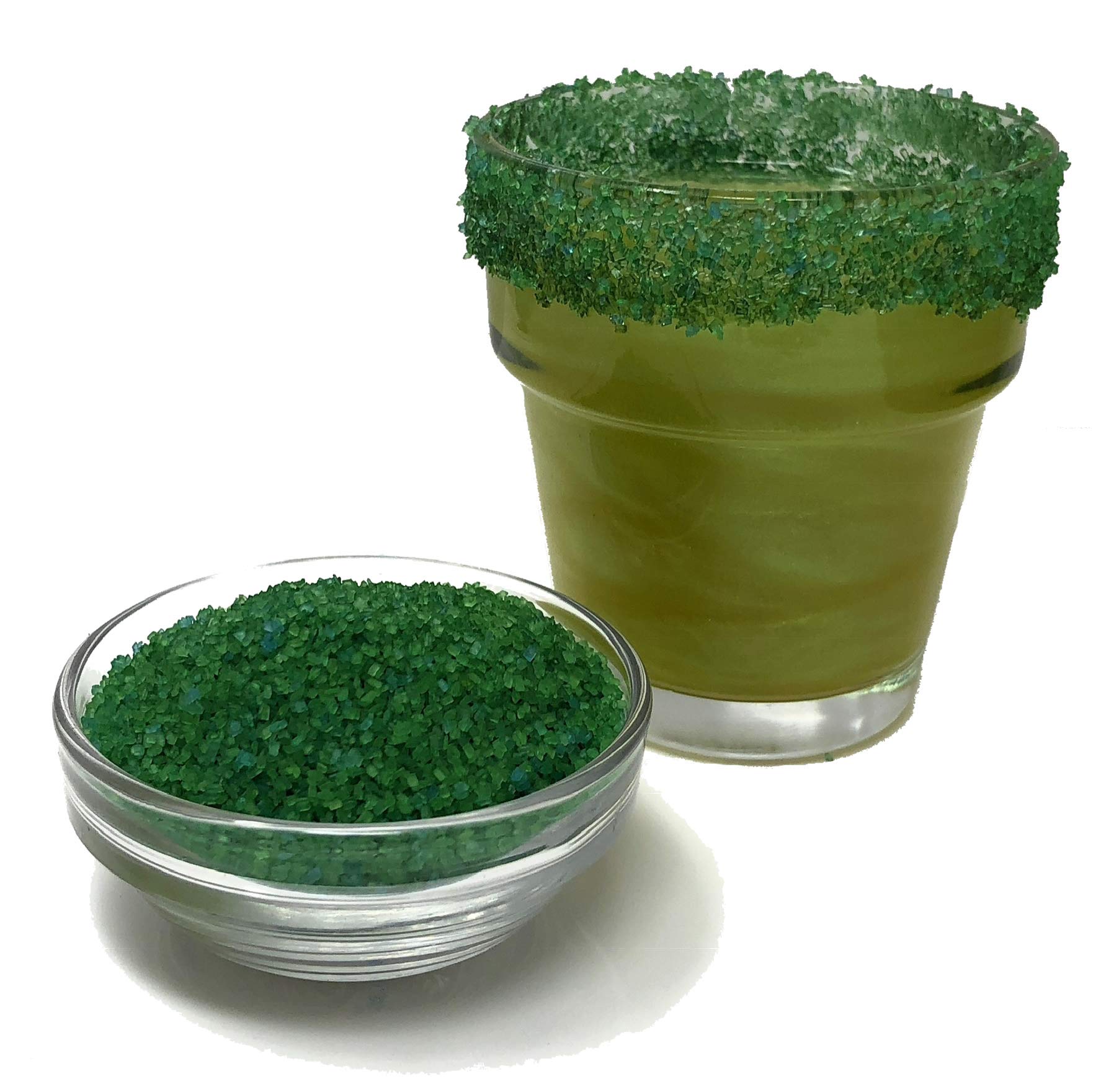 Snowy River Holly Green Cocktail Sugar - Kosher Certified Naturally Colored Holly Green Cocktail Rimmer (2oz Bottle, Medium Crystal)