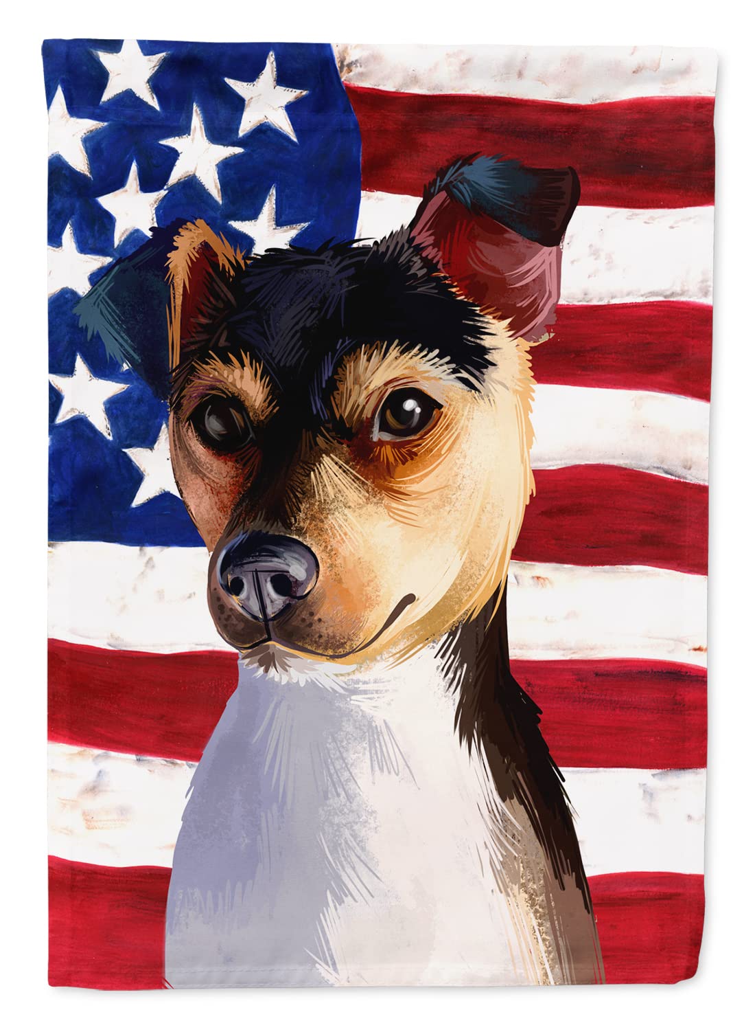 Terrier Brésilien drapeau américain décoration jardin grand format en tissu canvas multicolore L