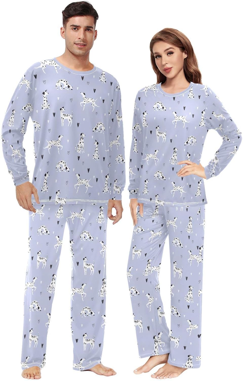 Unisex Pajama Set Family Matching Long Sleeve Sleepwear Lounge Set for Men & Women 2 Piece Pajamas Sets