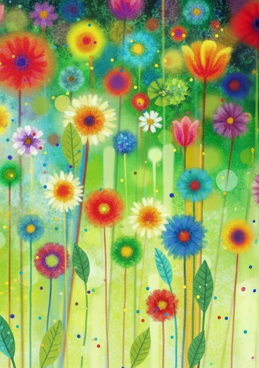 Watercolor Abstract Spring Seasonal Green Floral Flowers Painting Art House Flag 28" x 40" Double Sided Polyester Welcome Yard Garden Flag Banners for Patio Lawn Home Outdoor Decor