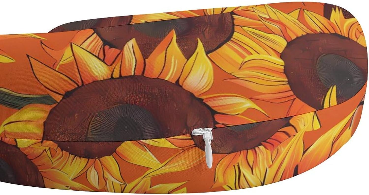 Basketball Sunflowers Funny Travel Pillow U Shaped Memory Foam Neck Pillows Portable for Flight Car Home Office