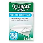Curad Sterile Nonadherent Pad, Soft, Perforated, Absorbent, Cotton/Polyester, 2 x 3, Sterile, 100 pads