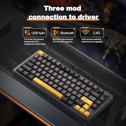 Miniatura 2 de GK GAMAKAY TK75PRO Aluminum Alloy Mechanical Keyboard Gasket Mounted, Hot Swappable KTT Hyacinth Switch 2.4GHz Wireless BT5.0 USB-C 75% Cherry 81