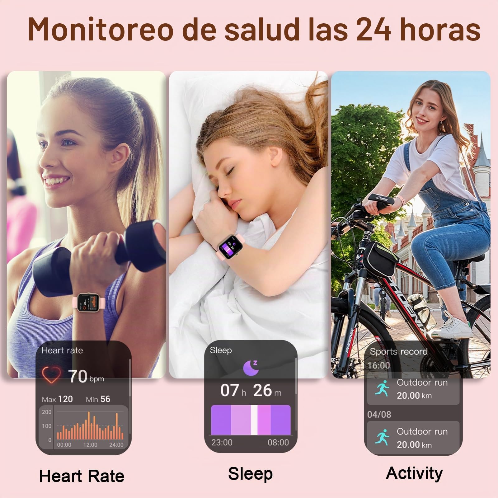 Matast Reloj Inteligente con Pulso, SmartWatch para Mujer, 1.96" Smart Watch con Llamadas Bluetooth y Whatsapp Notificación, Pulsera Actividad con 100+ Modos Deportivos, Podómetro, para Android iOS