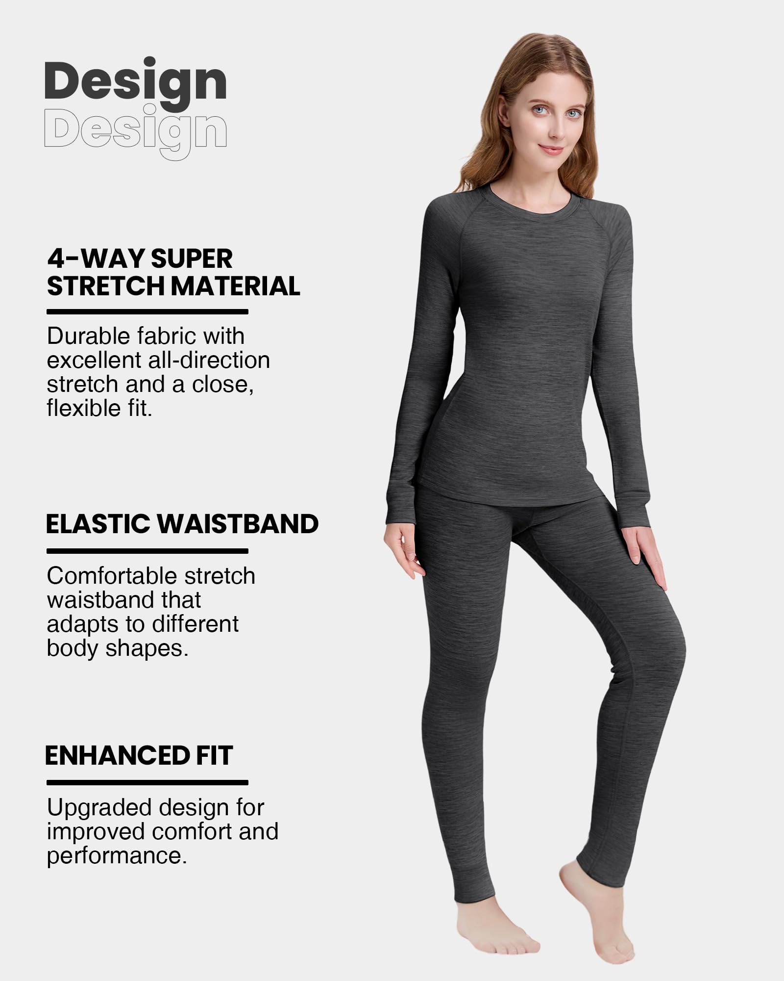 100% Merino Unterwäsche-Set Damen Merinowolle | Damen Lange Unterhose, Winter Thermounterwäsche, Ski & Snowboard, kalte Outdoor Aktivitäten
