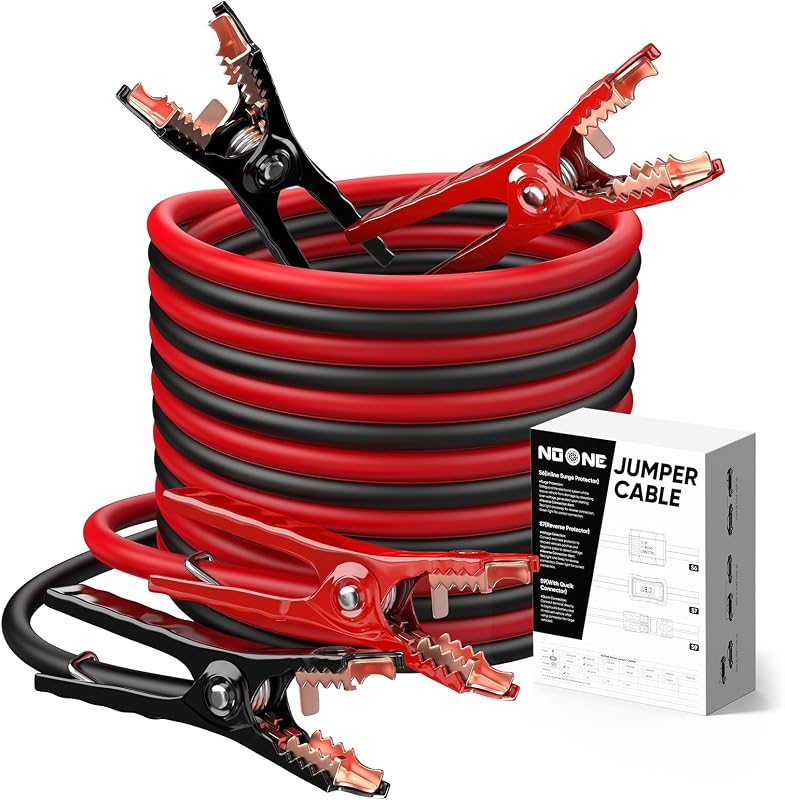 2 Gauge 16 Feet Heavy Duty Jumper Cables for 12V/24V Car Battery | 800A Automotive Booster Jumper Cables for Jump Starting Dead or Weak Batteries (2AWG x 16Ft)