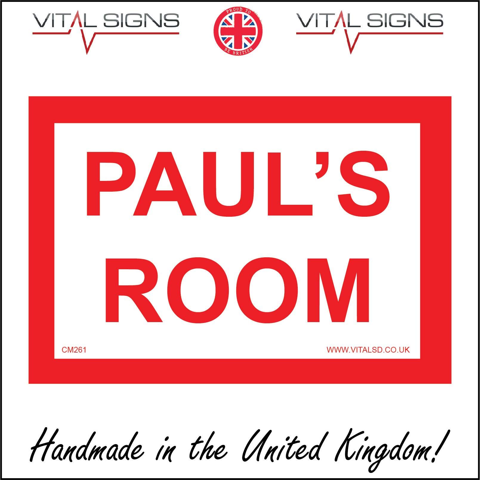 PWDirect Paul's Room Personalise Me Custom Bedroom Door Sign 150mm x 100mm MAGNETIC - VEHICLE GRADE