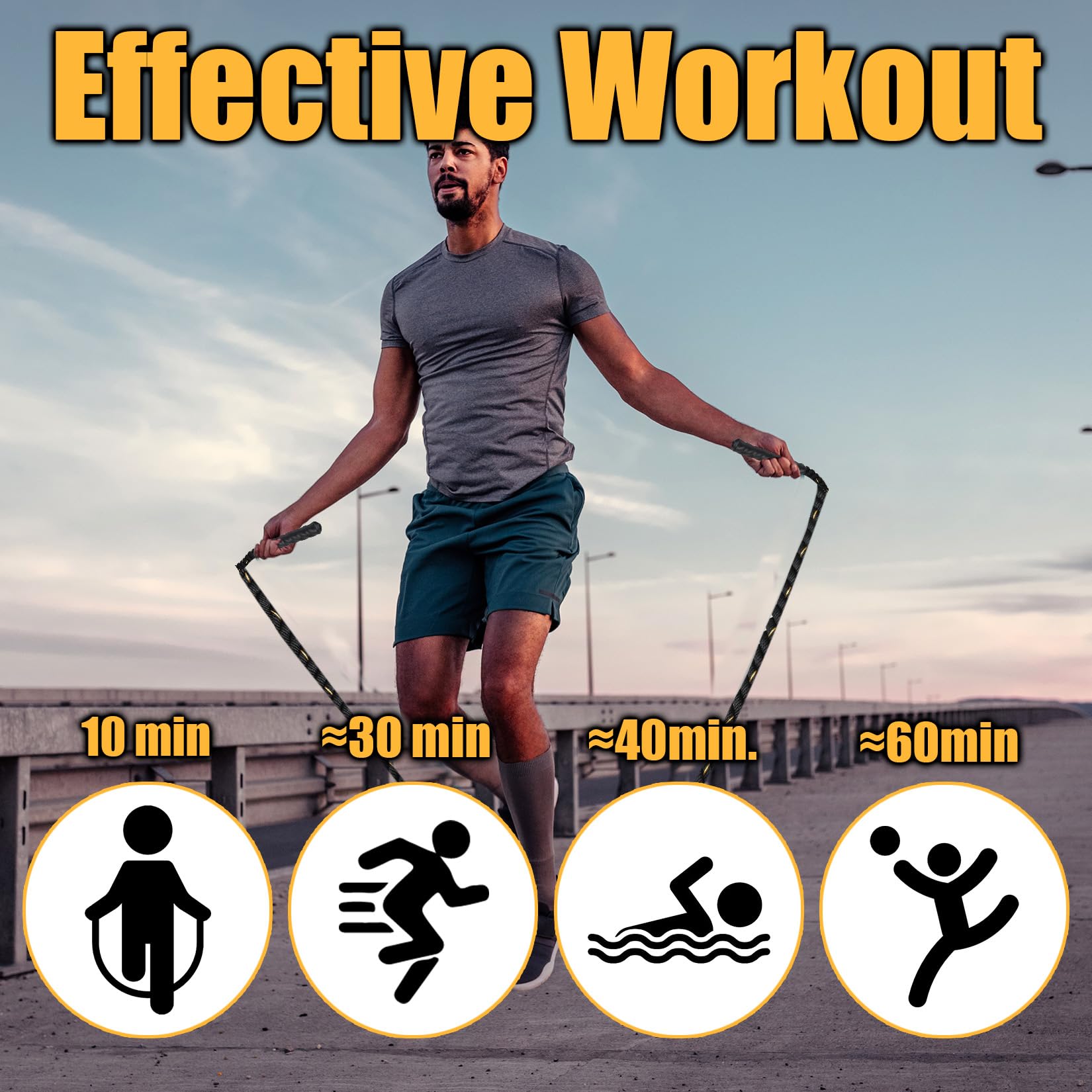 Skakanka obciążeniowa dla dorosłych, 3 metry ważona skakanka dla dorosłych, ciężkie ćwiczenia fitness boks skakanka dla kobiet mężczyzn sprzęt treningowy, budowanie mięśni i poprawa siły