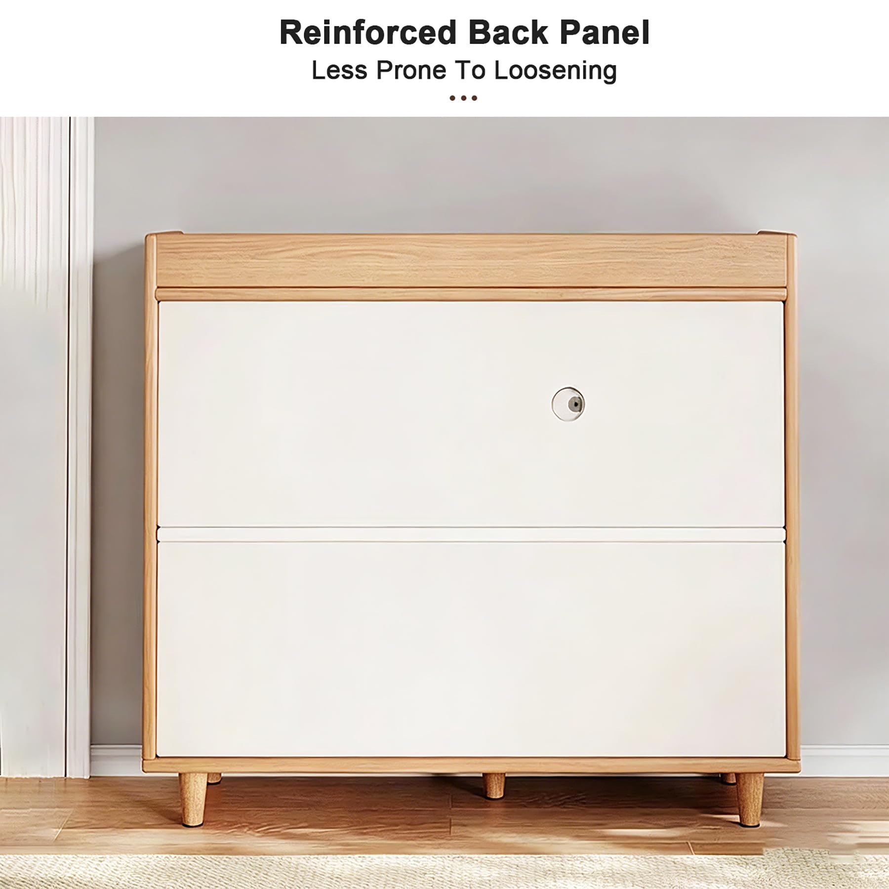 Grande credenza per buffet, console moderna e minimalista per cucina, sala da pranzo, soggiorno, stile casale con anta dell'armadio, finitura naturale, 90 cm