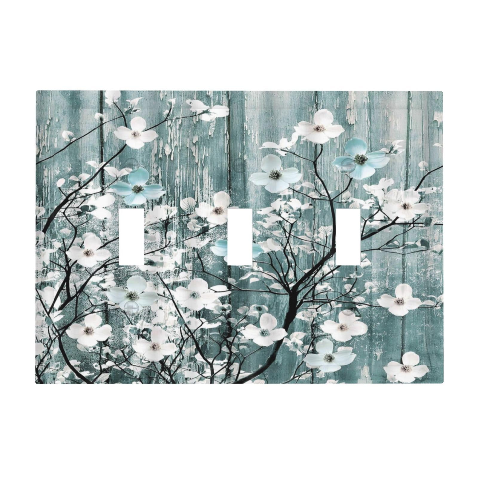 Plaque de finition bois bleu à motif floral blanc haut de gamme
