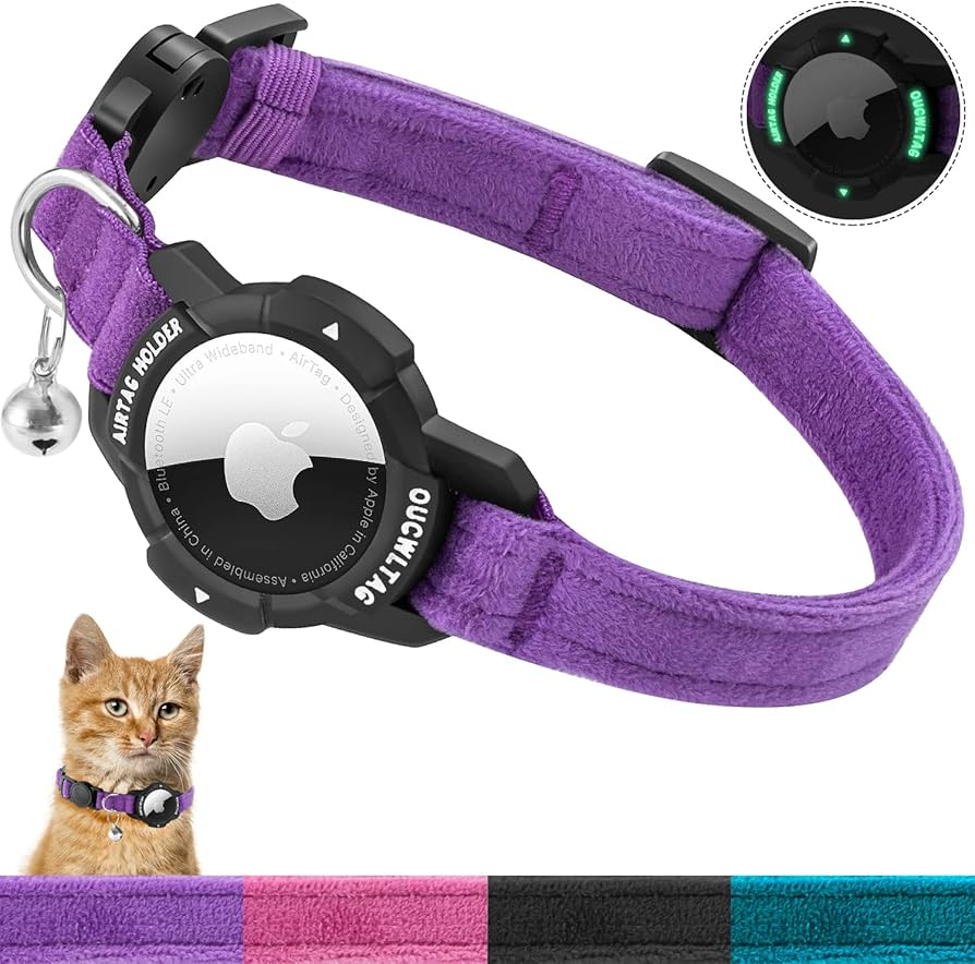 Mouyou Collare Di Gatto Airtag, Collare Di Gatto Airtag In Nylon Morbido Riflettente Con Campana E Chiusura Di Sicurezza, Collare Di Gatto Con