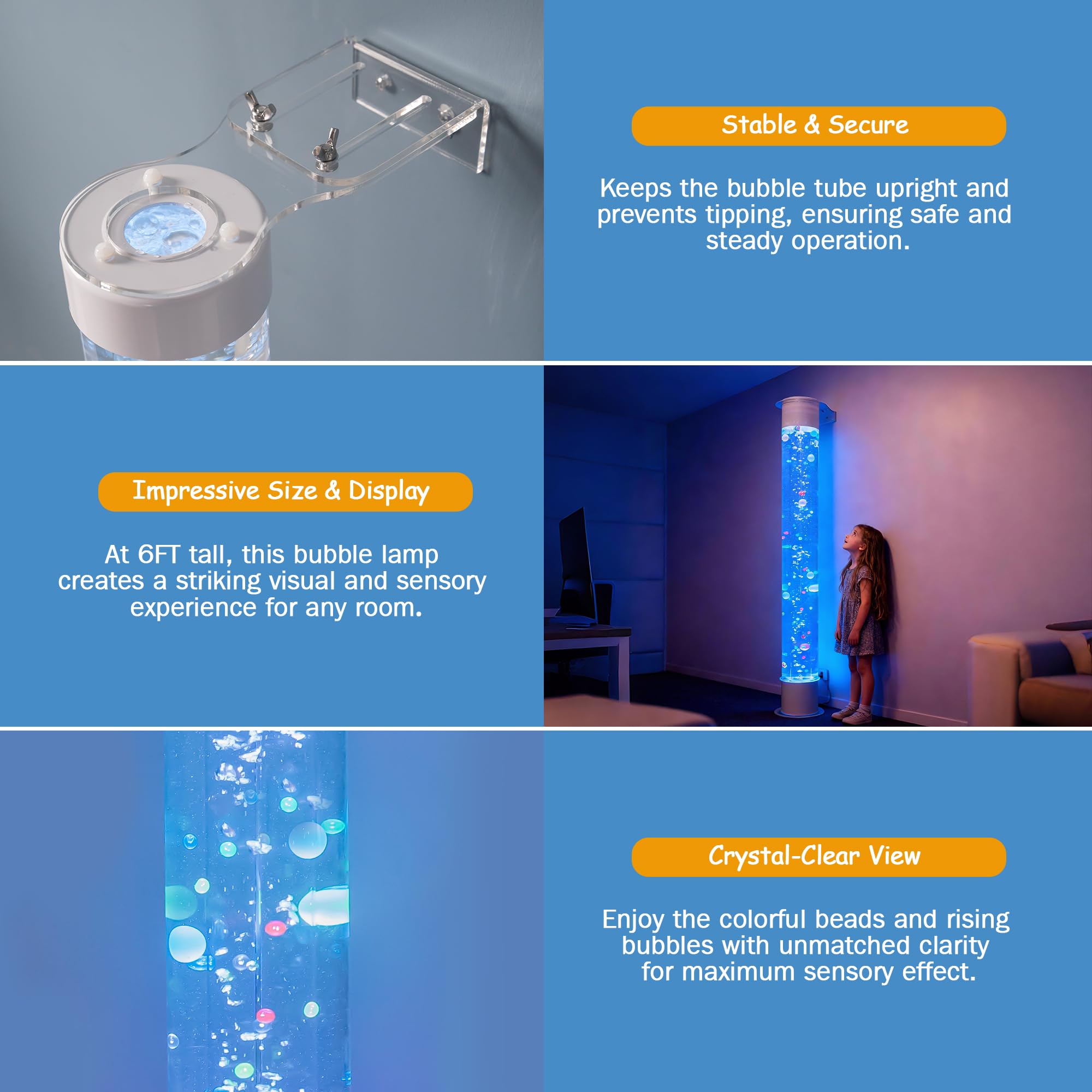 6FT Floating Balls Colorful Beads Bubble Tube Color-Changing LED with Remote App Works with Multiple Wireless Controllers Sensory — view 5