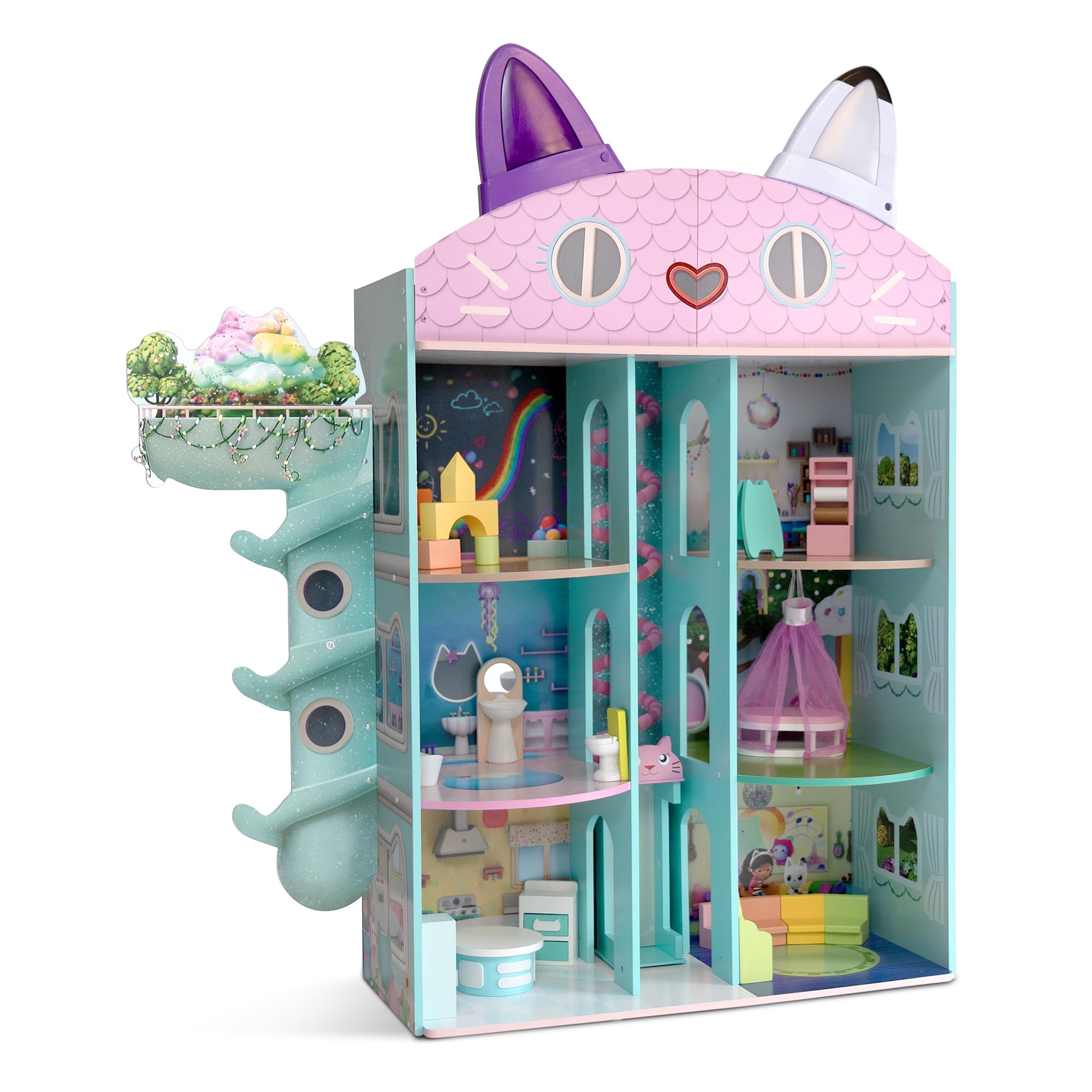 Gabby’s Dollhouse Purrfect Playhouse by Delta Children – Features Sounds & Light Up Ears - Includes 20 Accessories - Fits 8-inch Dolls - Pretend Play Dream Gift for Ages 3