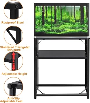Fish Tank Stand, Aquarium Stand for 20 Gallon, Upgrade Aquarium Turtle Tank, Adjustable 2-Tier Fish Tank Rack ( 24.8 L x 13 W x 30.1 H )