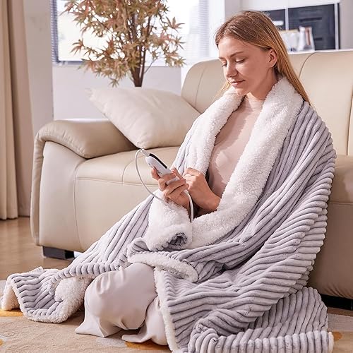 YDW Wärmedecke Heizdecke mit Abschaltautomatik - 200x180 cm Kuscheldecke Electric Blanket Wärme Beheizbare Decke Elektrische fürs Bett Überhitzungsschutz Waschbar Kuschelheizdecke - Schwarz Weiß - Weiß und Schwarz - 180x200 cm