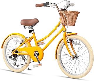 Glerc Missy 20 "24" 26 "Inch Girl Cruiser Shimano 6 Speed Hybrid City Bicycle, para Adolescentes Mayores de 6 años, con cestas de Mimbre, Ligero