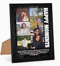 Happy Moments Mini Frame – Personalised Photo Frame for Desk or Shelf – Perfect valentine gift for boyfriend, thoughtful colleague farewell gift, meaningful farewell gift - 5x7 Inch White