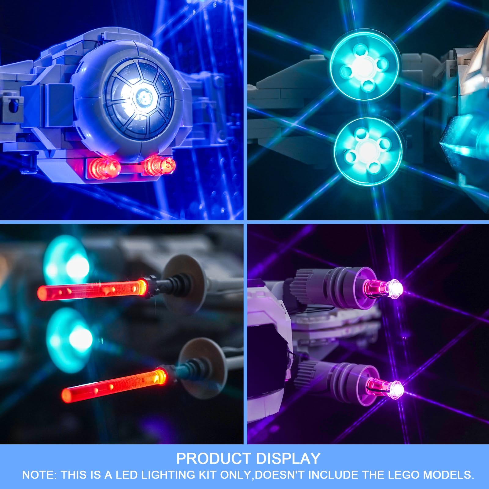 LocoLee Led Light Set Compatible with Lego TIE Fighter & X-Wing Mash-up Led Decoration Lighting Kit Compatible with Lego 75393 Building Blocks Model,Only Lights Set,No Model (Standard Version) - Image 4