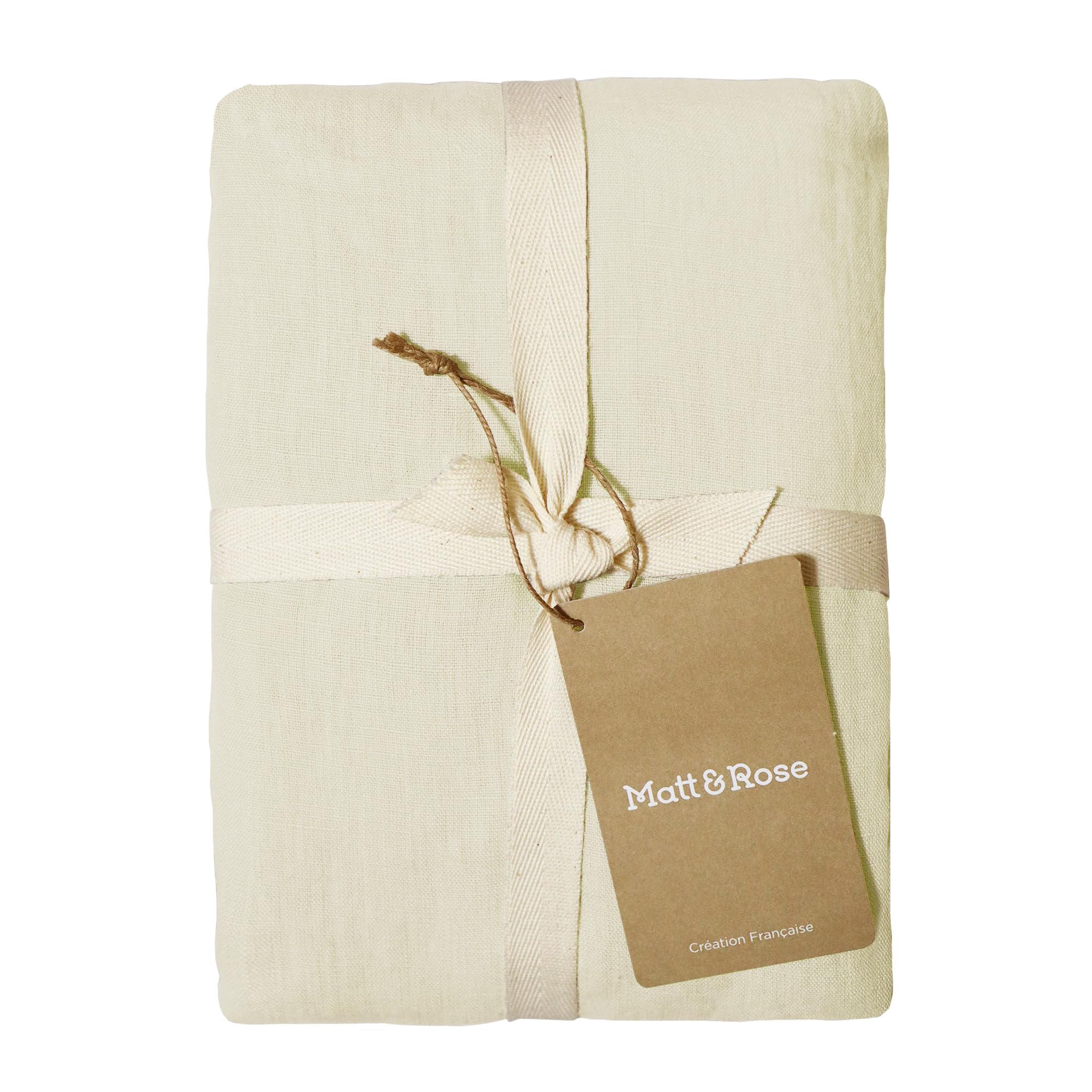 MATT & ROSE Lot de 2 taies d'oreiller Passion Lin Unies 100% Lin lavé | Ivoire | 65x65 cm | Finition volant plat | Pour oreiller carré | Doux et respirant | Certification Oeko-Tex