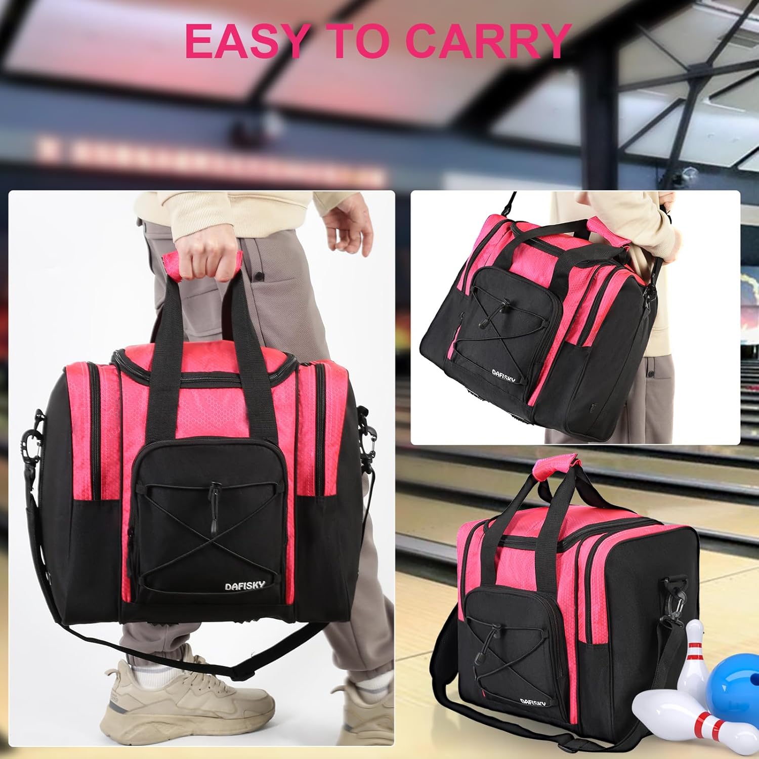 Bowling Tote Bag Pink and 2 Ball Bowling Backpack Blue