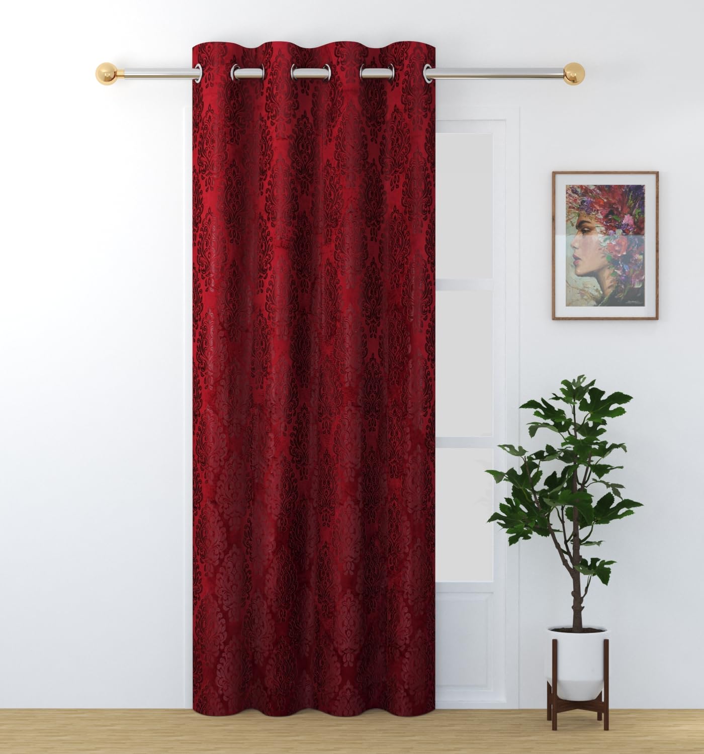 FRESH FROM LOOM Supreme Embossed Velvet Padre| Semi Black Out 80% Room Darkening Curtains Screen for Home 10 Feet | (Maroon |1pc| Double Weaved Parda | Eyelet Ring | Long Door Curtain) (B0CD7YYM4X) Amazon Price History, Amazon Price Tracker