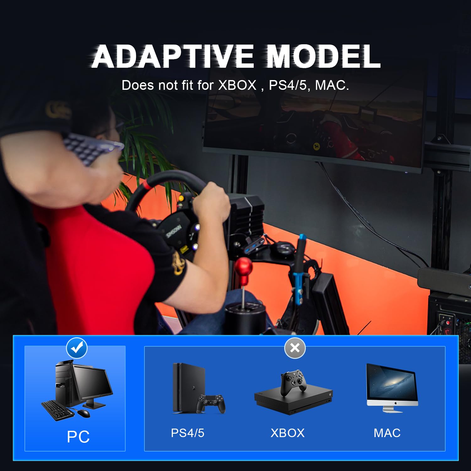 SIMSONN pedals adaptive model showing PC compatibility only