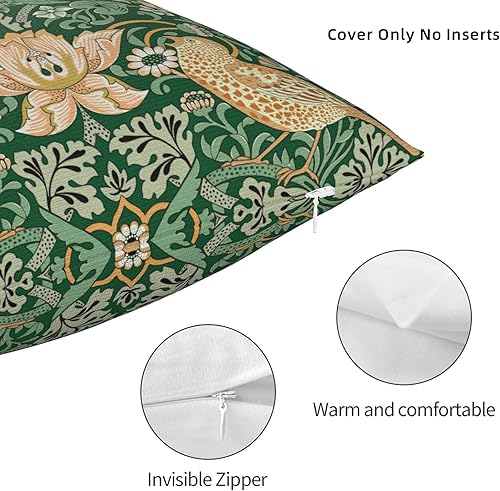 Miniatura 2 de Keebik William Morris Raven - Funda de almohada decorativa suave con diseño de bosque floral azul y verde para decoración del hogar, sala de estar,