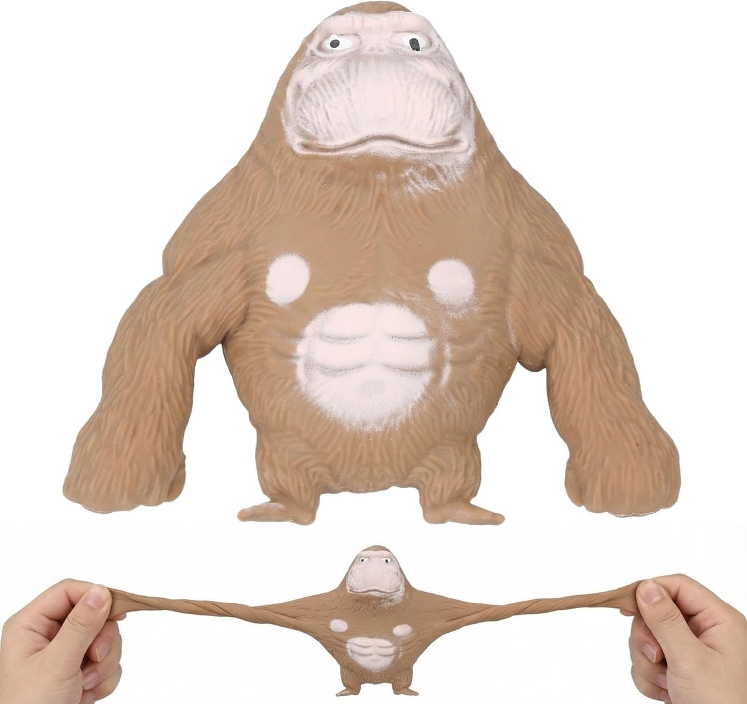 Stretchy Gorilla Fidget Toys, Heavy Sand Filled Squishy Medium Monkey Toy for Anxiety Relief, Soft Elastic Desk Animal Calming Cool Squishy Stress Toys for Office Classroom Adults Men Women, Brown
