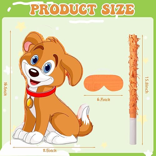 Vista 2 de Sotiff Piñata para perro, juego de piñatas para fiesta de cachorro, incluye piñata con estampado de patas, palo, máscara de murciélago, confeti