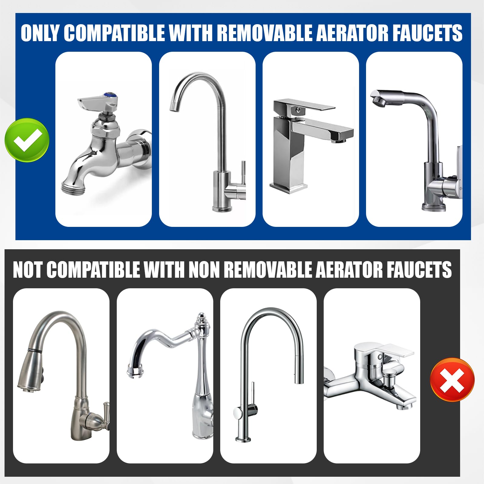 Adaptador de acoplamiento a presión para lavavajillas, adaptador de aireador de conexión rápida para grifo de fregadero interior y exterior, adaptador de manguera de 15/16 a 27 M o 55/64 a 27 F x 3/4
