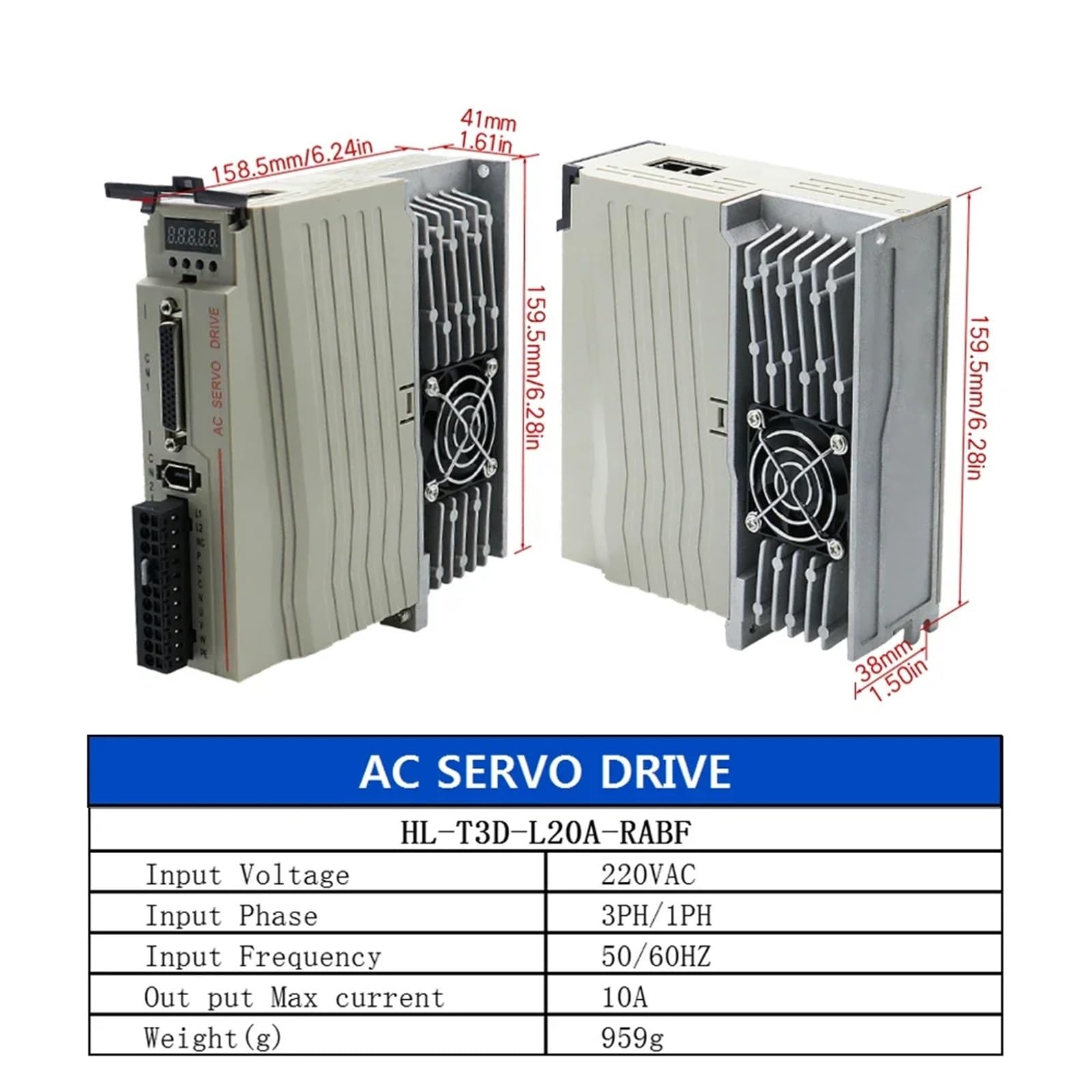 1 szt. 80AST 1000W 3.8N 220V AC Servo Motor KIT z magnetycznym 17-bitowym enkoderem absolutnym + sterownik T3D-20A (1000W)