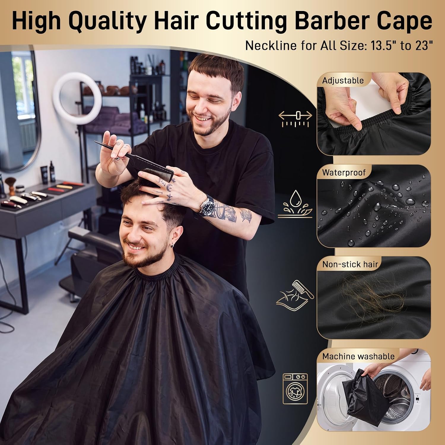 24 Pcs Barber Cape Kit, 6 Hair Cutting Capes, 18 Grooming Tools image 3