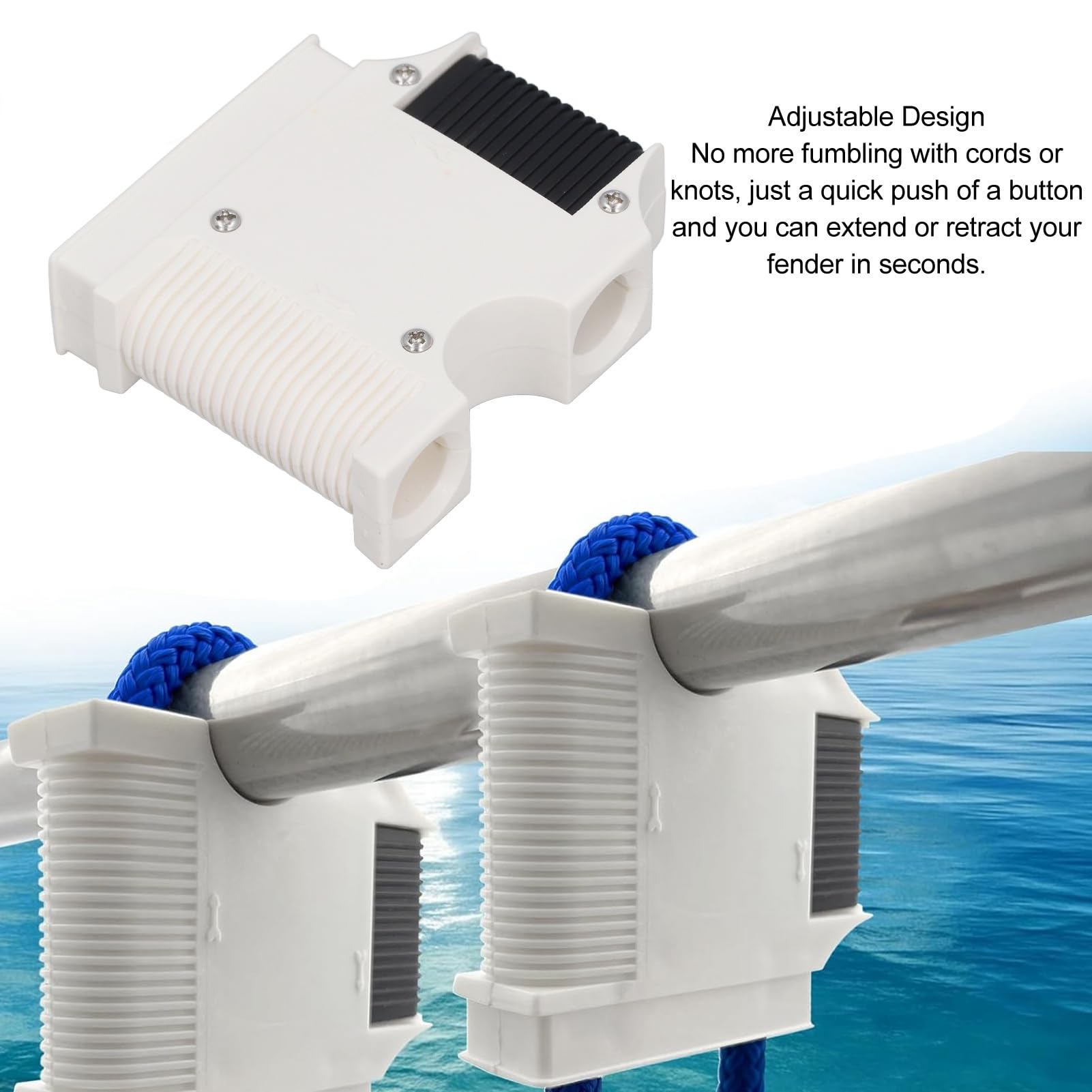 Fockety Gancio parabordi per Barche, 2 Pezzi Clip per parabordi per corrimano e Bitte per Barche, regolatore paraurti per Barche a sgancio rapido, Accessori nautici