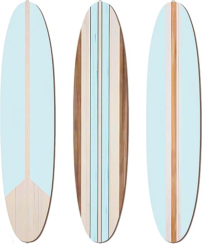 Gerrii 3 piezas de decoración de pared de tabla de surf de 23.6 x 5.4 pulgadas, decoración estética grande de madera bonita tropical playa arte de