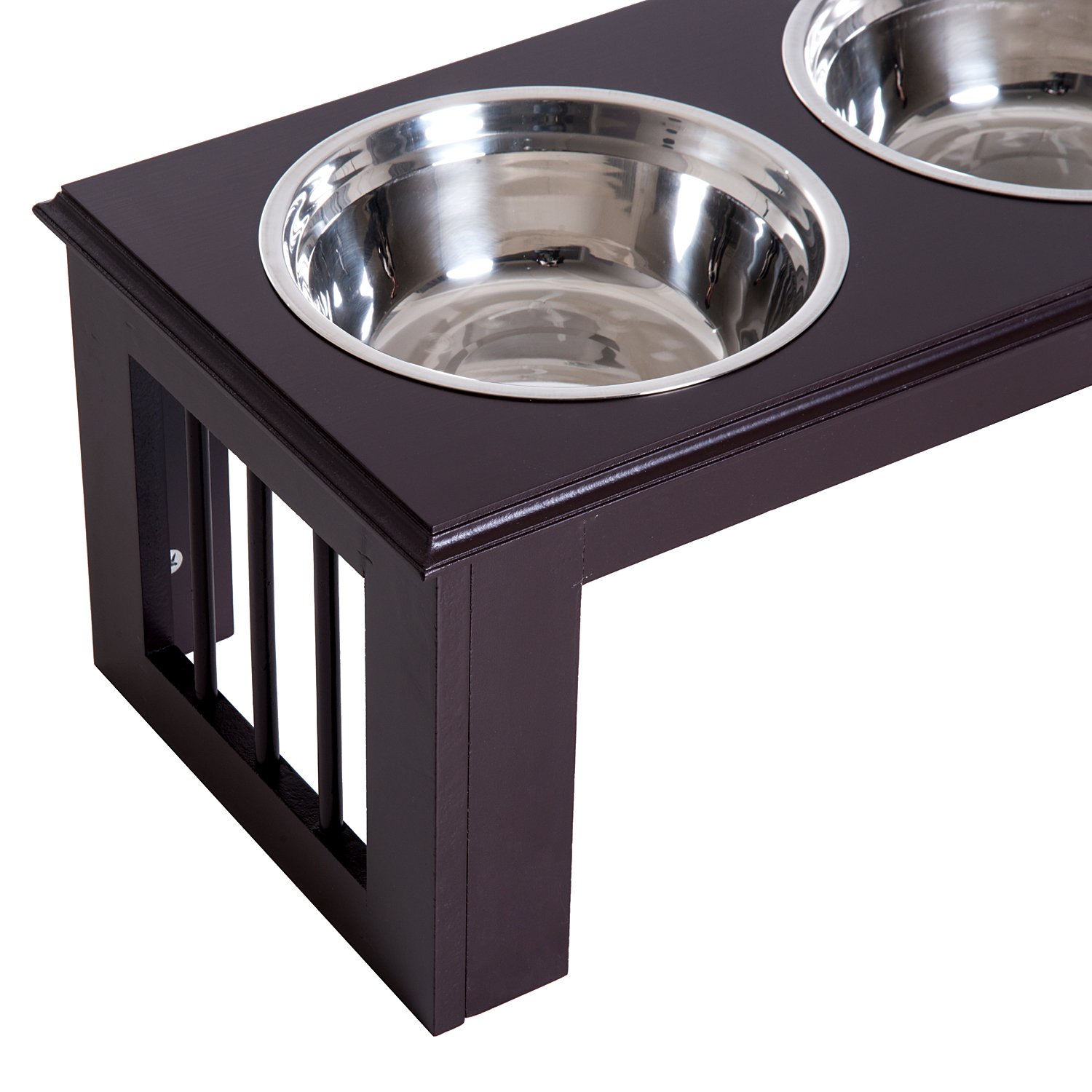 PawHut Gamelle surélevée Chien Moyen avec Support 58x31x25cm Marron