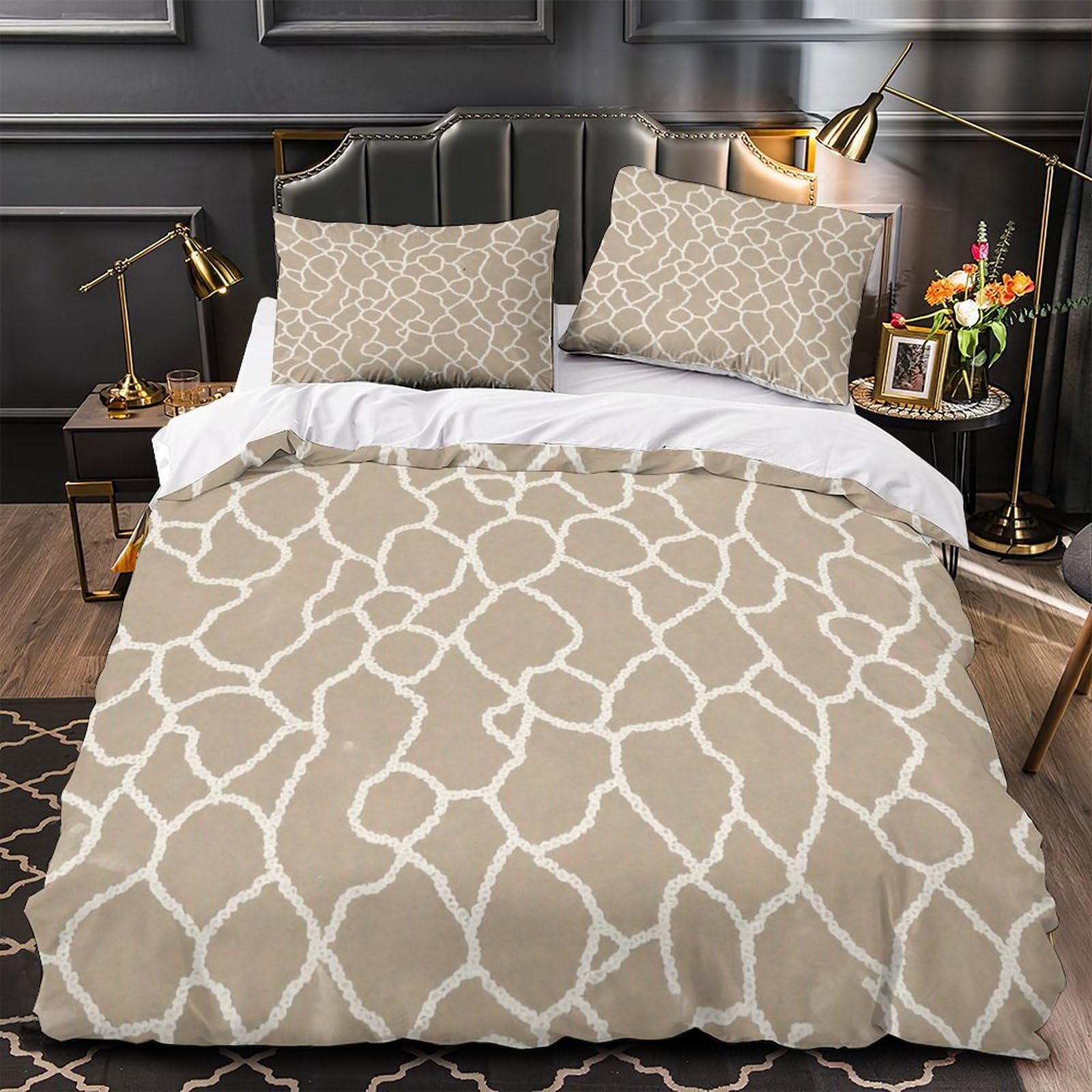 Housse de Couette sans Repassage ModernDeco Parure de Lit Zip 260x220cm