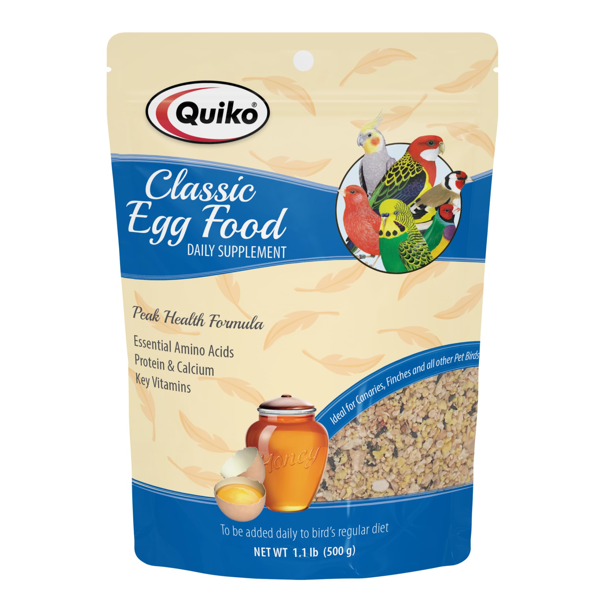 Quiko Classic Egg Food Daily Supplement - Peak Health Formula, Ideal For Canaries, Finches And All Other Pet Birds, 1.1 Lb.